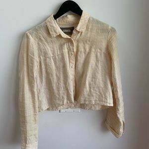 Reformation yellow striped cropped shirt